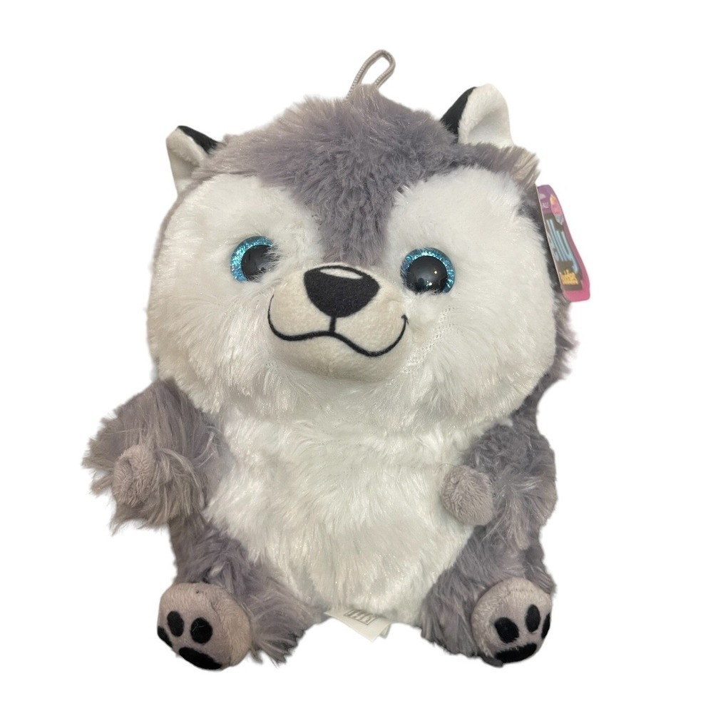 Belly Buddies‎ Gray Husky  7" Plush Stuffed Animal Nanco Glitter Eye wolf